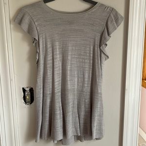LOFT Grey Babydoll Tank with Ruffle Sleeves
